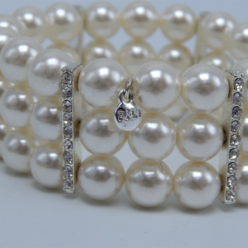 Roman Timeless Stretch Bracelet Pearl Rhinestone
